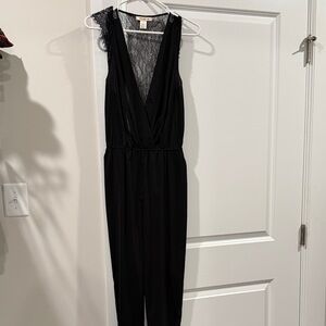 Arden B Black Lace Detail Jumpsuit